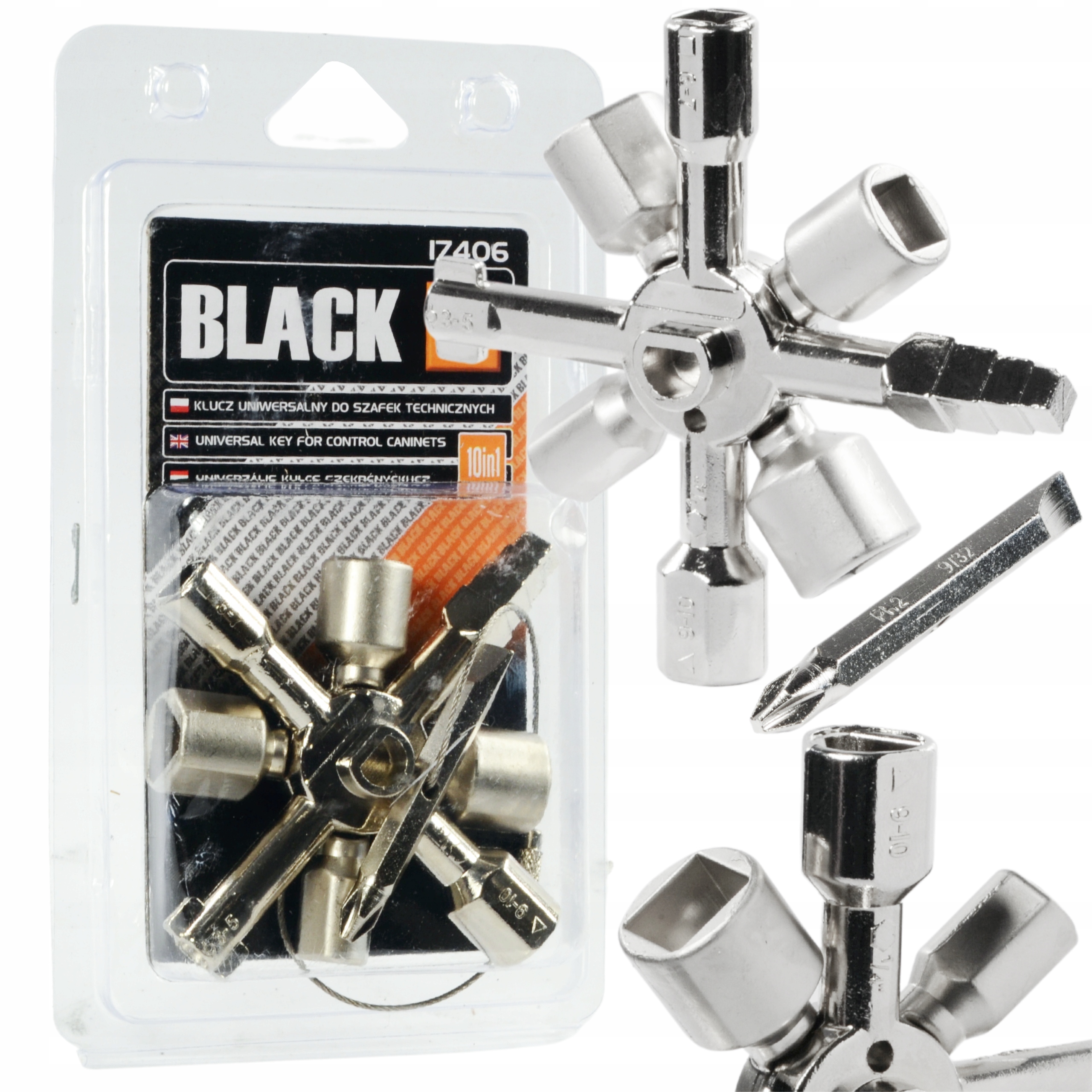 UNIWERSALNY KLUCZ DO SZAF SZAFEK STEROWNICZYCH STALOWY 10W1 BLACK