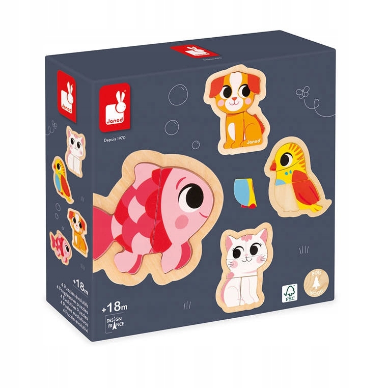 

Puzzle progresywne drewniane Zwierzęta domowe 4 uk