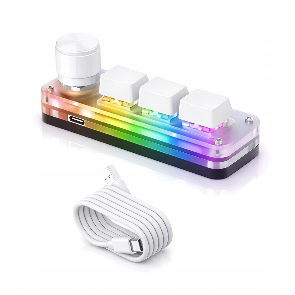 Klawiatura Makro Mechaniczna Rgb 3 Klawisze Pokrętło Usb-c Konfigurowalna