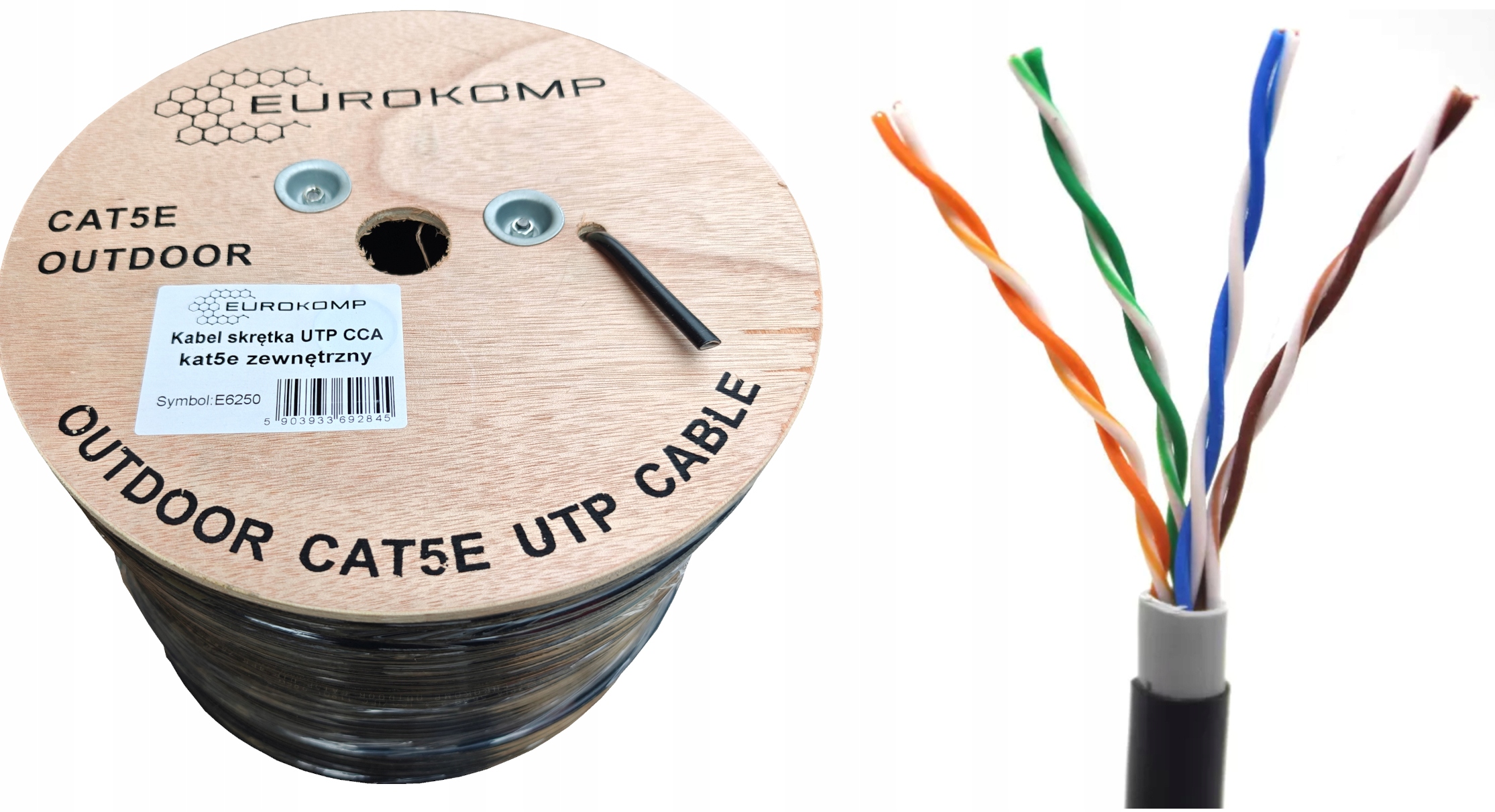 Kabel Utp venkovní Dvojitá Izolace RJ45 kroucený 305 m Zemní Eurokomp