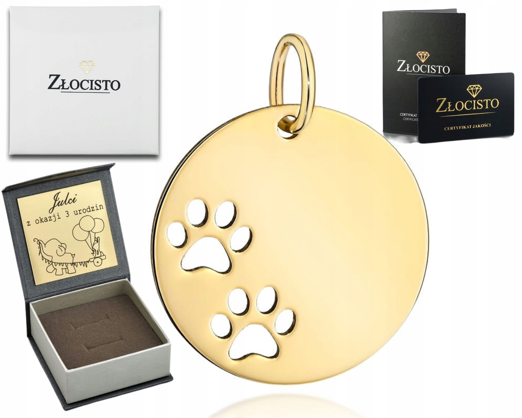 Zlatý Přívěsek Plné Kolečko Psí Tlapky Psí Tlapka