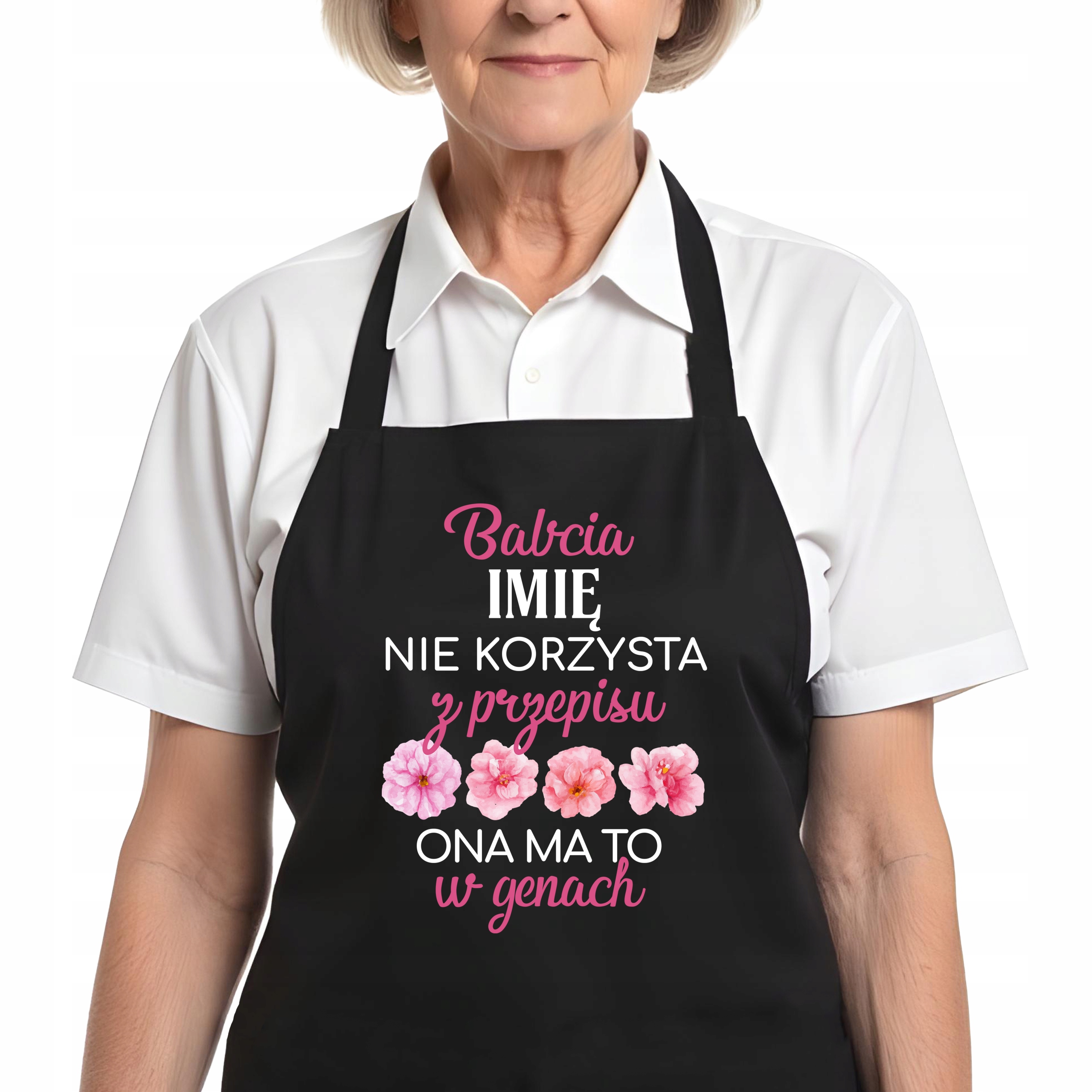 Kuchyňská zástěra Černá Dárek pro babičku Babička recept nevyužívá