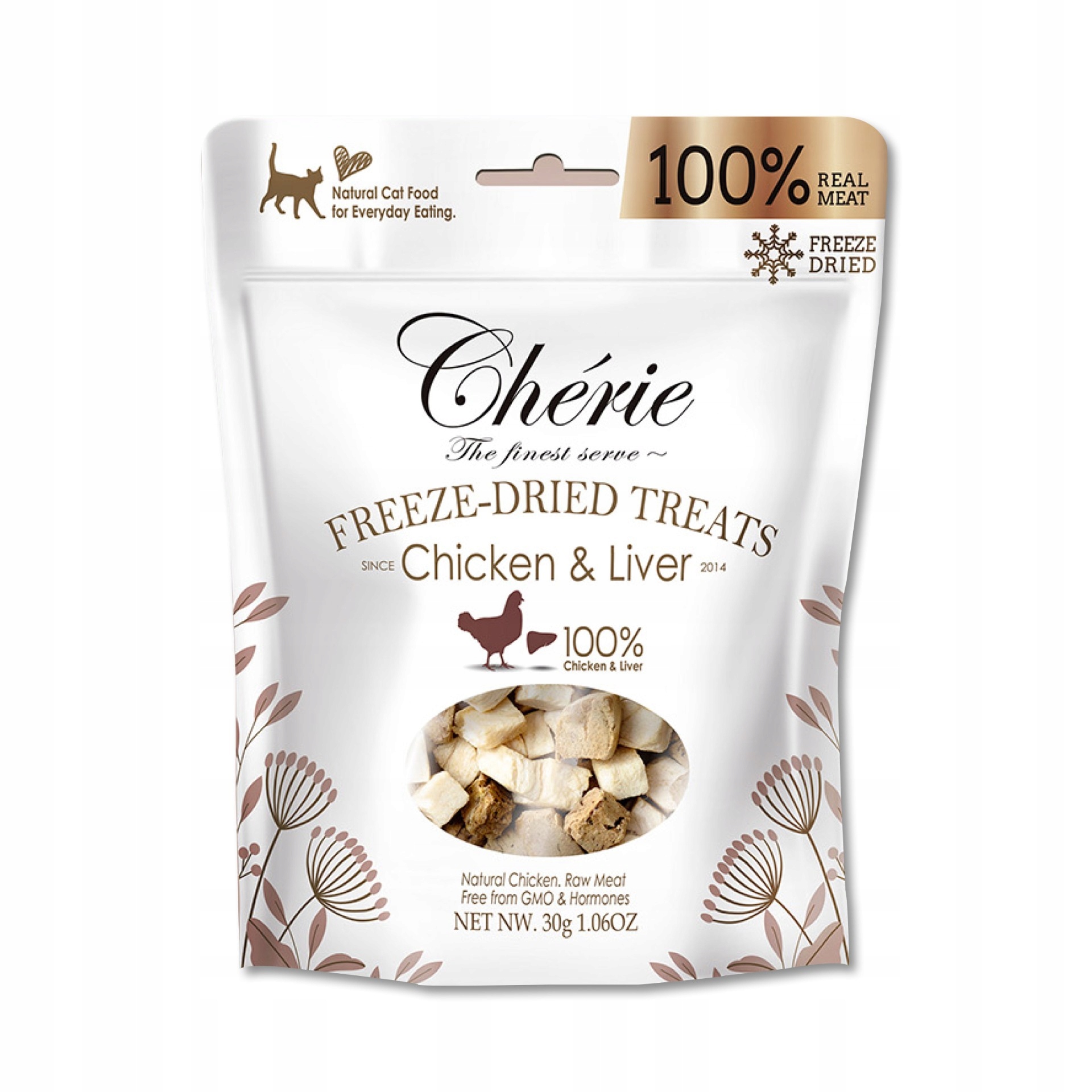 Cherie 100% pro kočky Pamlsek Lyofilizovaná kuřecí játra 30g x 8