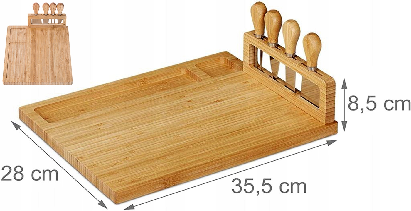 BAMBUSOWA DESKA XL DO SERÓW PRZYSTAWEK ZESTAW NOŻY PATERA PODSTAWKA NA SER Linia DESKA DO SERÓW