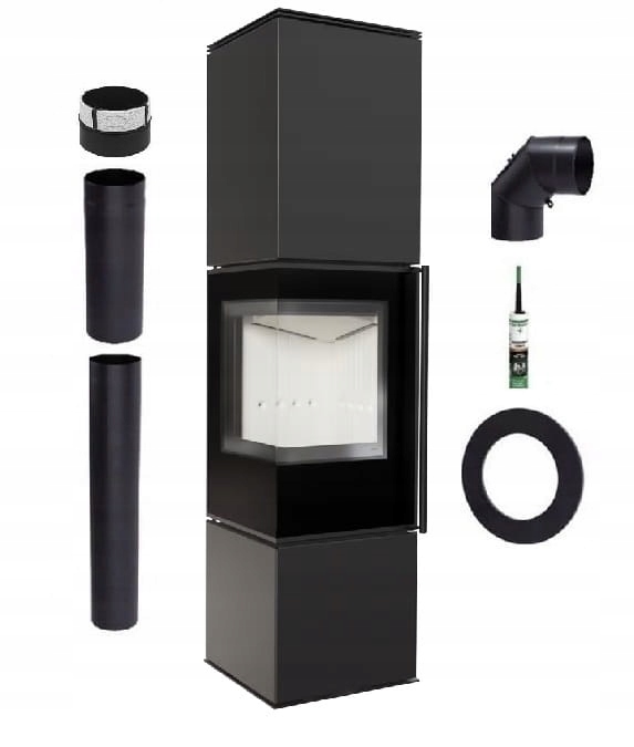 Volně Stojící Ocelová Rohová Kamna Ren L Levá Sada