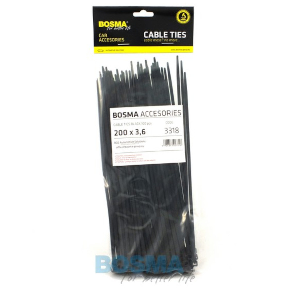 

Opaski Kablowe Czarne Bosma (100 szt) 200x3,6mm