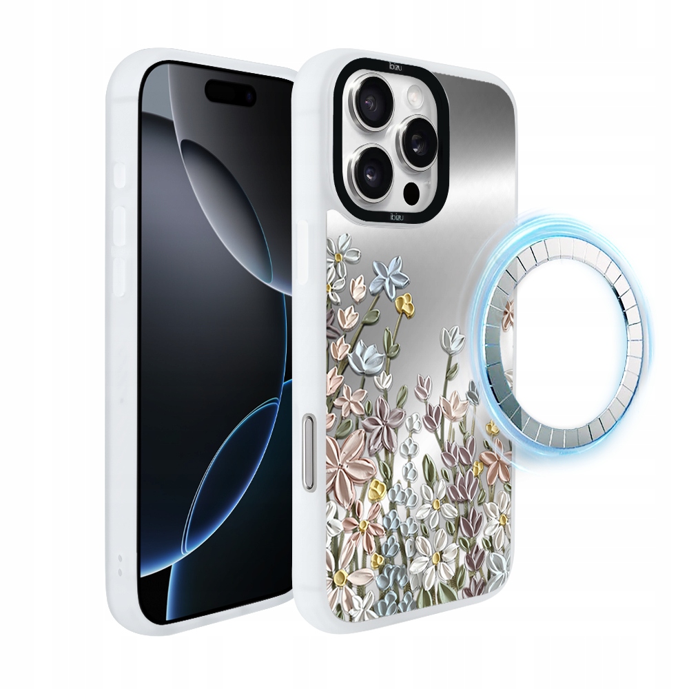 Pouzdro pro iPhone 16 Pro Ibizu DropGuard Matt s MagSafe, jarní louka, bílé