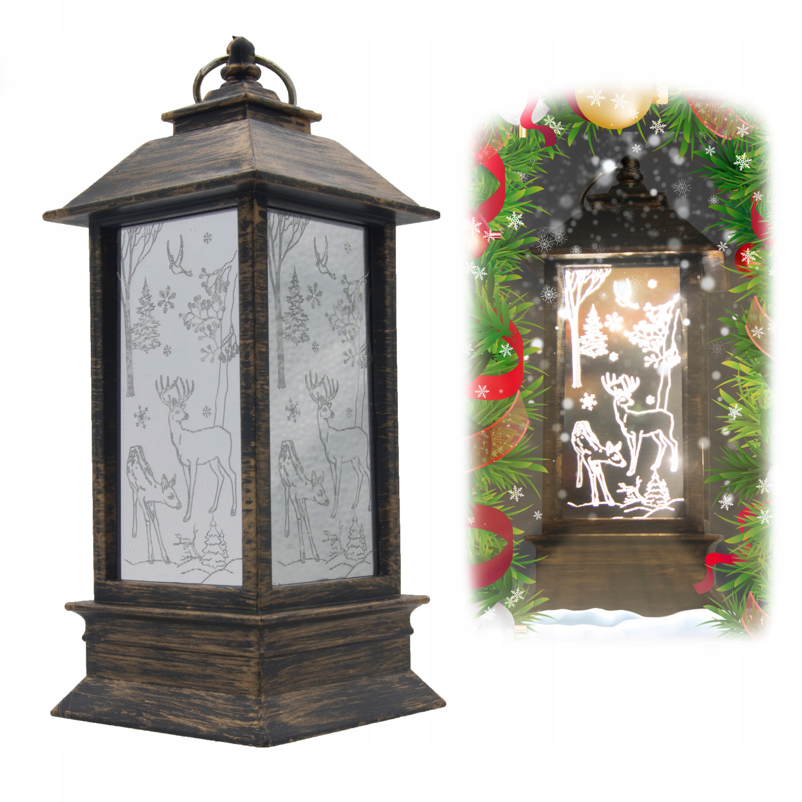 ŚWIĄTECZNA LATARENKA DEKORACJA LAMPION LED ŚWIĘTA