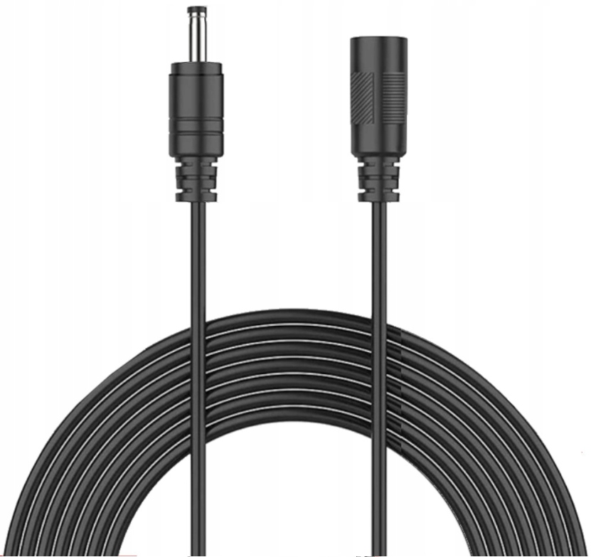 Kábel Hosszabbító Tápcsatlakozó 5m Dugó 1,35x3,5mm Fekete
