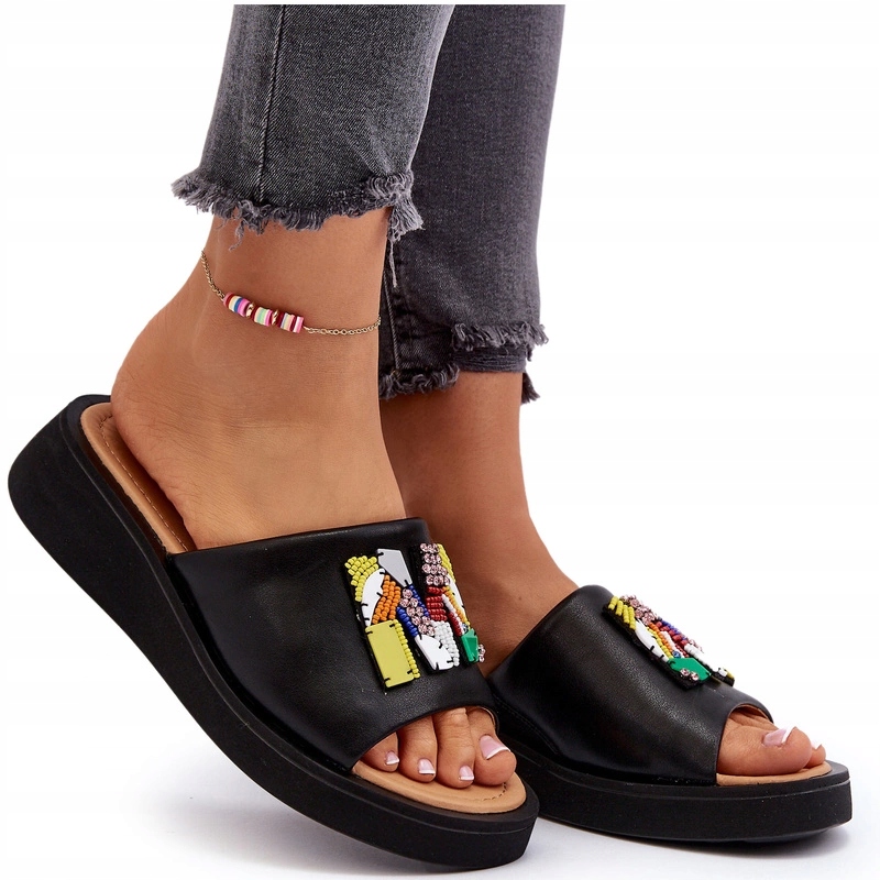 Nazouváky Přírodní Kůže Ozdoba Černá 36