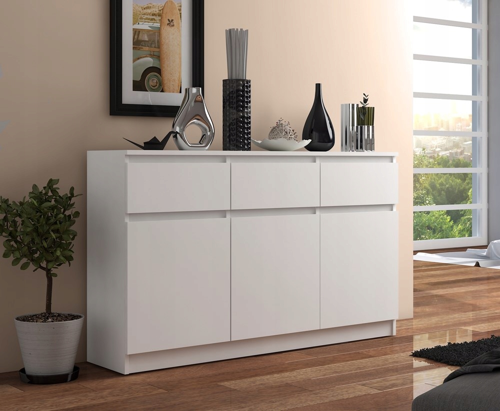 KOMODA 120 cm SZAFKA DRZWI SZUFLADY PÓŁKI POJEMNA NOWOCZESNA BIEL MAT Głębokość mebla 40 cm