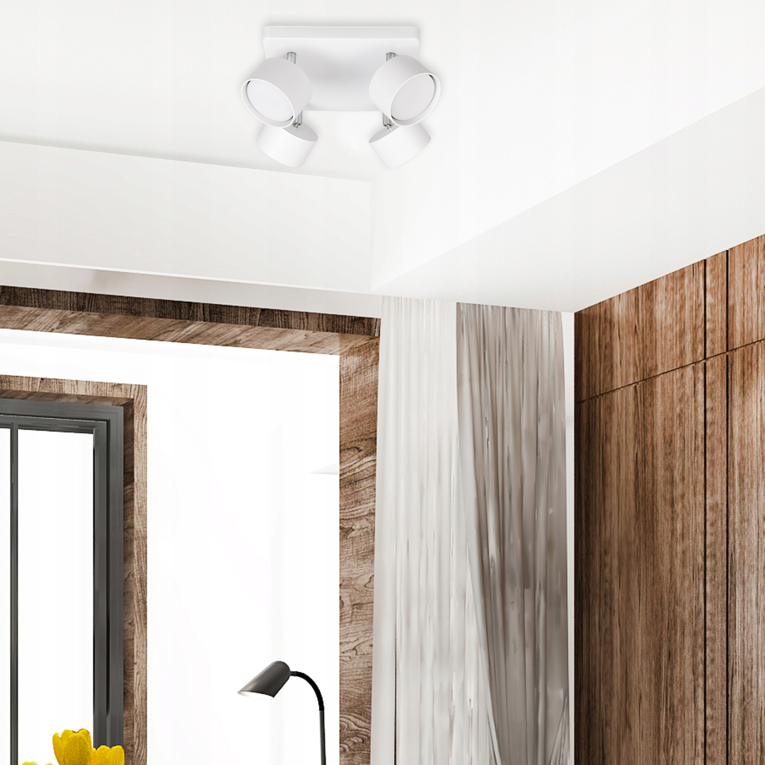LAMPA SUFITOWA SPOT LED LIGHT 4 PUNKTOWA + ŻARÓWKI Materiał dominujący aluminium