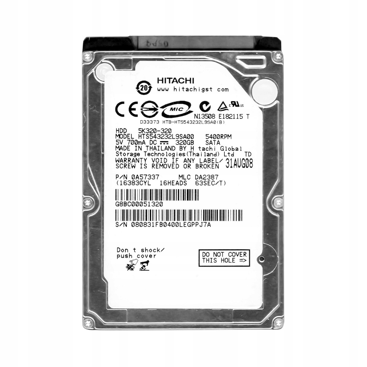 320GB 5.4k 8MB Sata 2.5'' HTS543232L9SA00