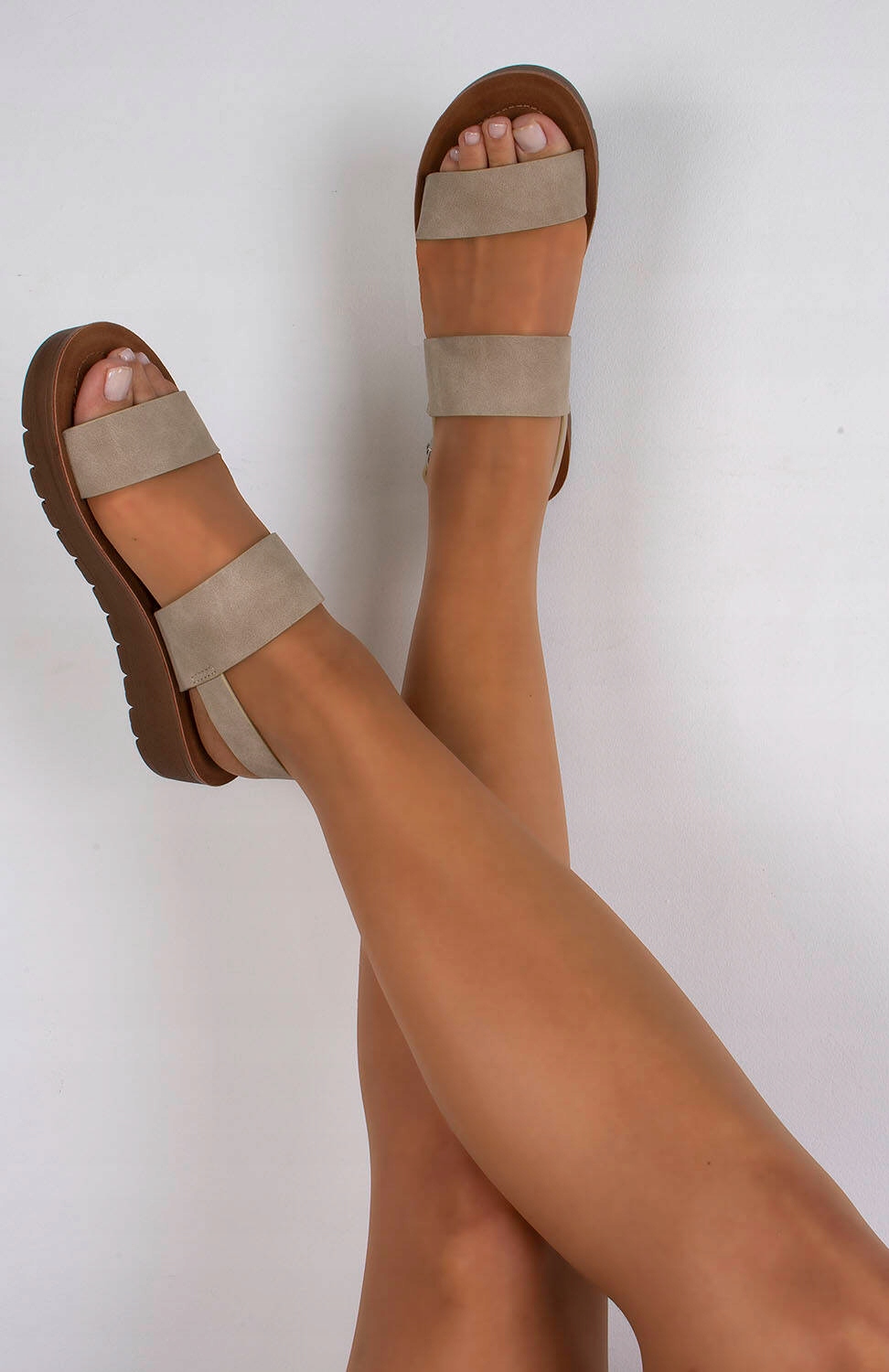 SANDAŁY DAMSKIE BEŻOWE KLAPKI ZAMSZOWE PASKI 39 Oryginalne opakowanie producenta pudełko