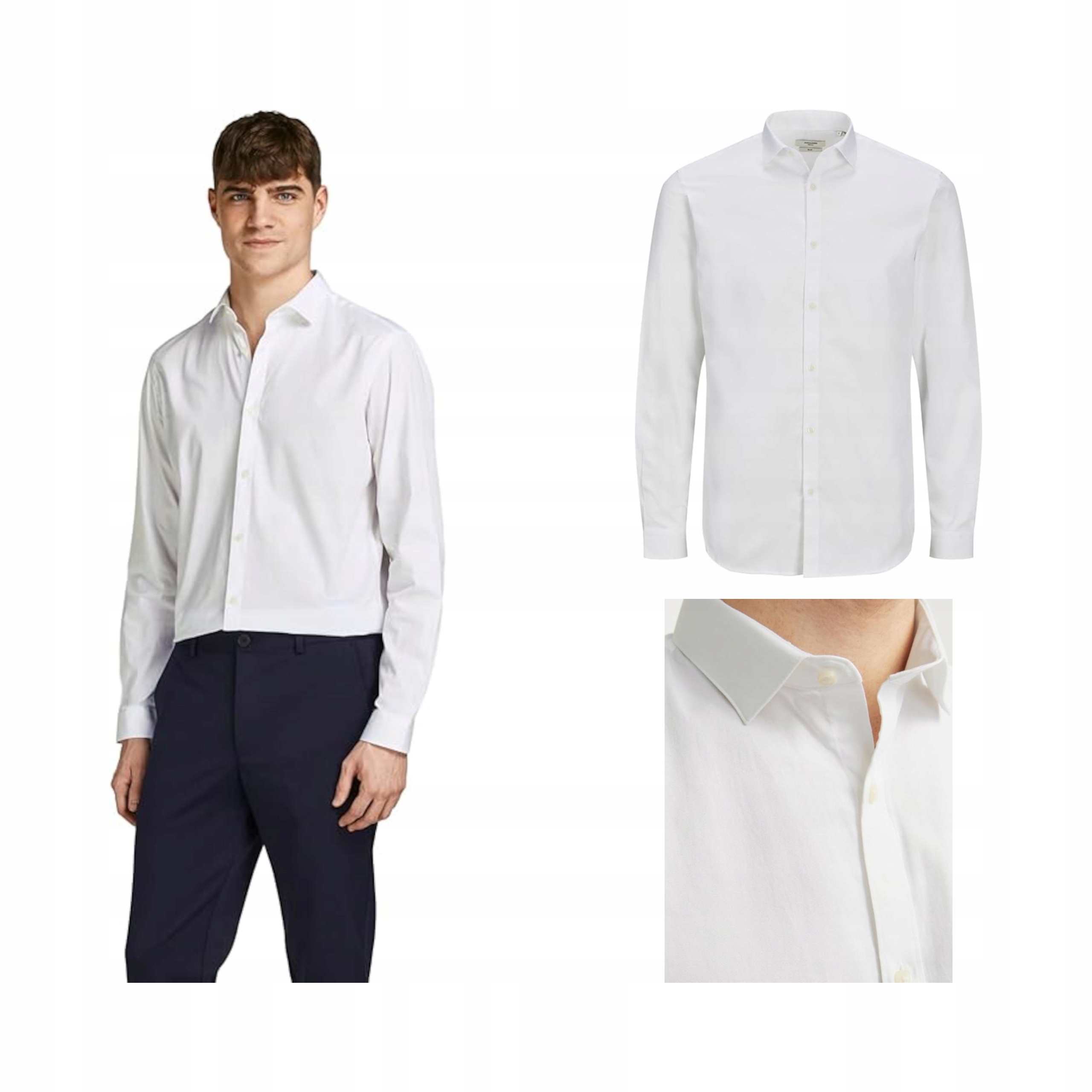 Koszula Jack & Jones Jprblacardiff Slim Długi Rękaw Bawełniana Biały L