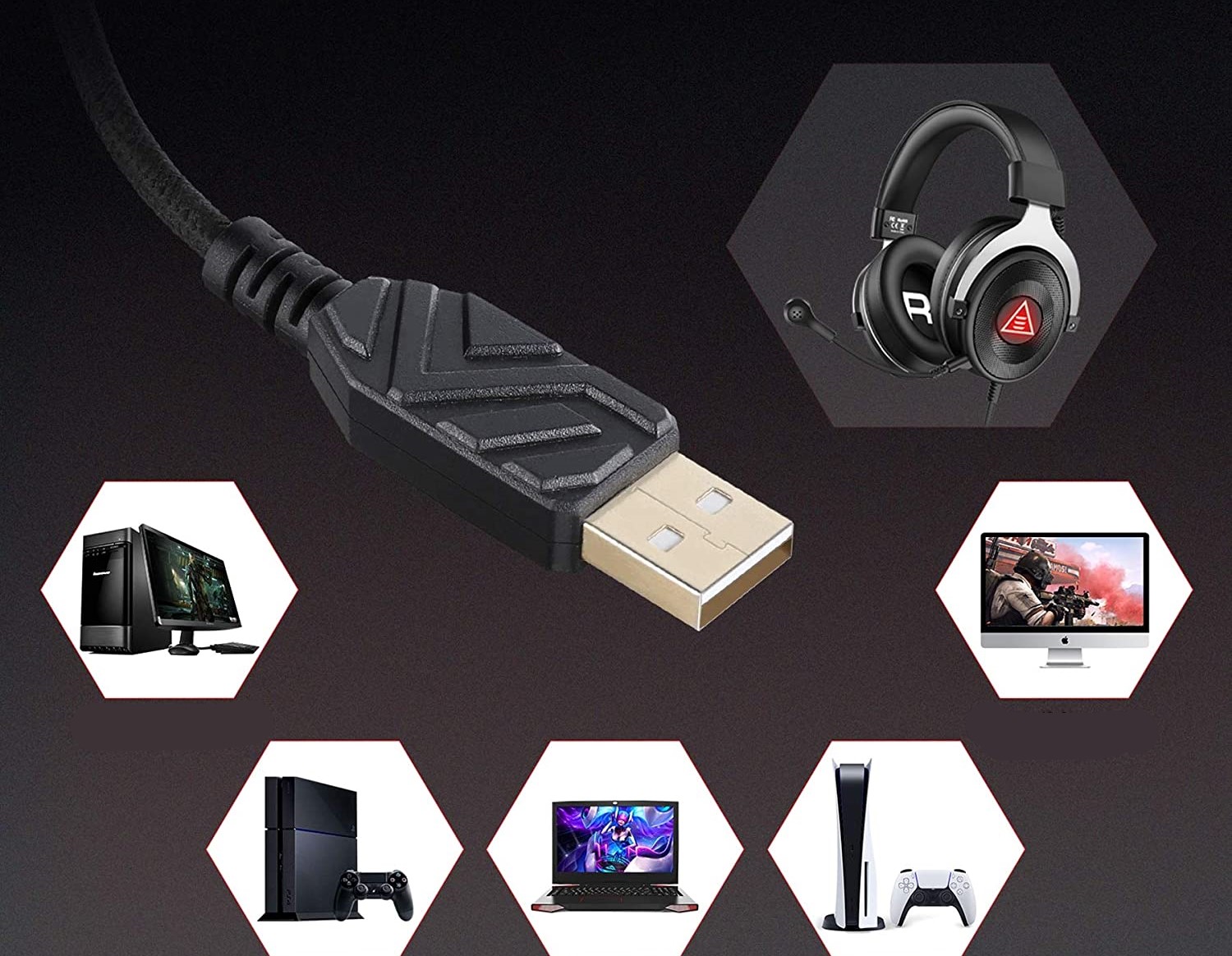 EKSA E900 PLUS ZESTAW SŁUCHAWKOWY 7.1 KABEL 2M Marka EKSA