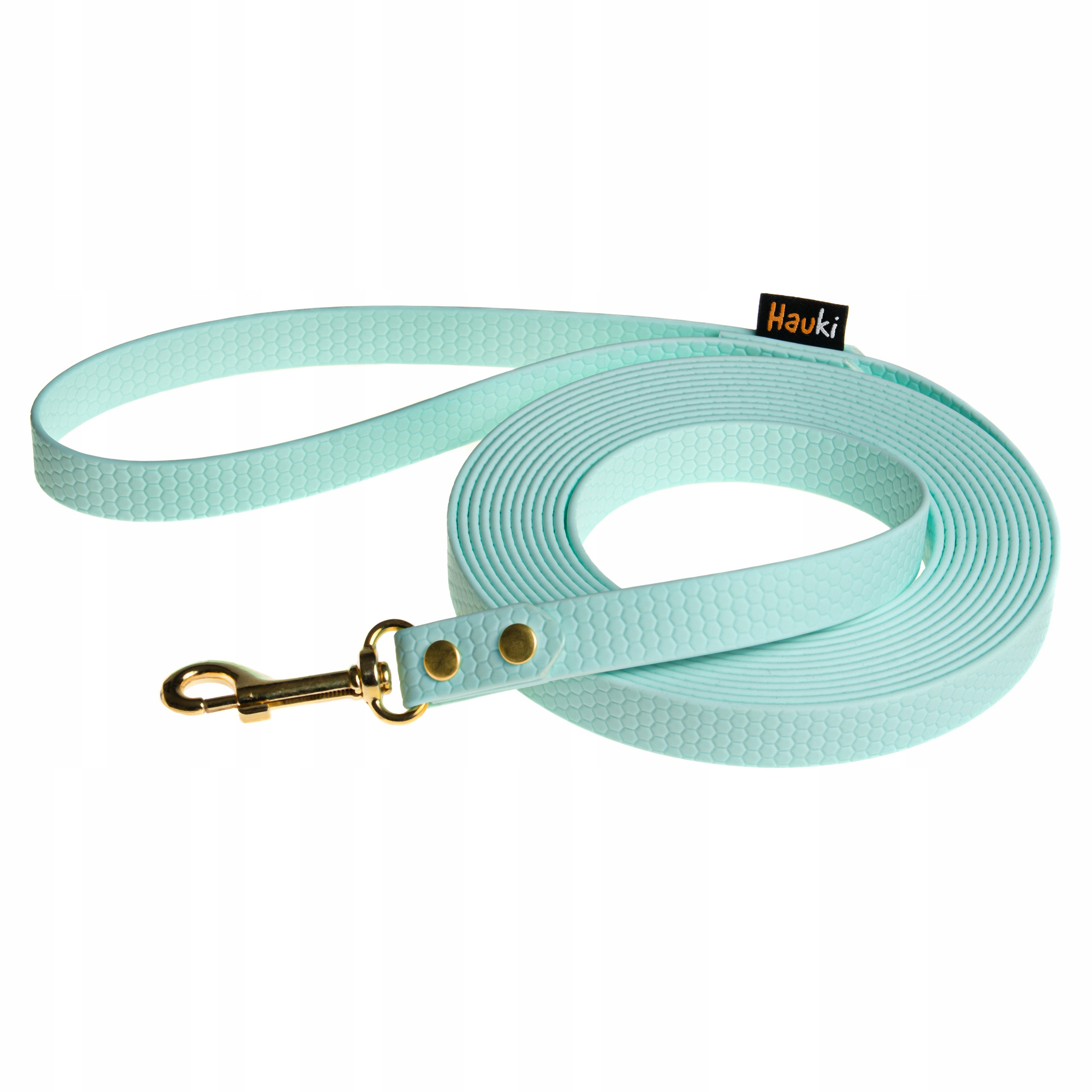 Linka Treningowa Hexa. Błękitna. Złote Elementy. Smycz Dla Psa 15M/20MM