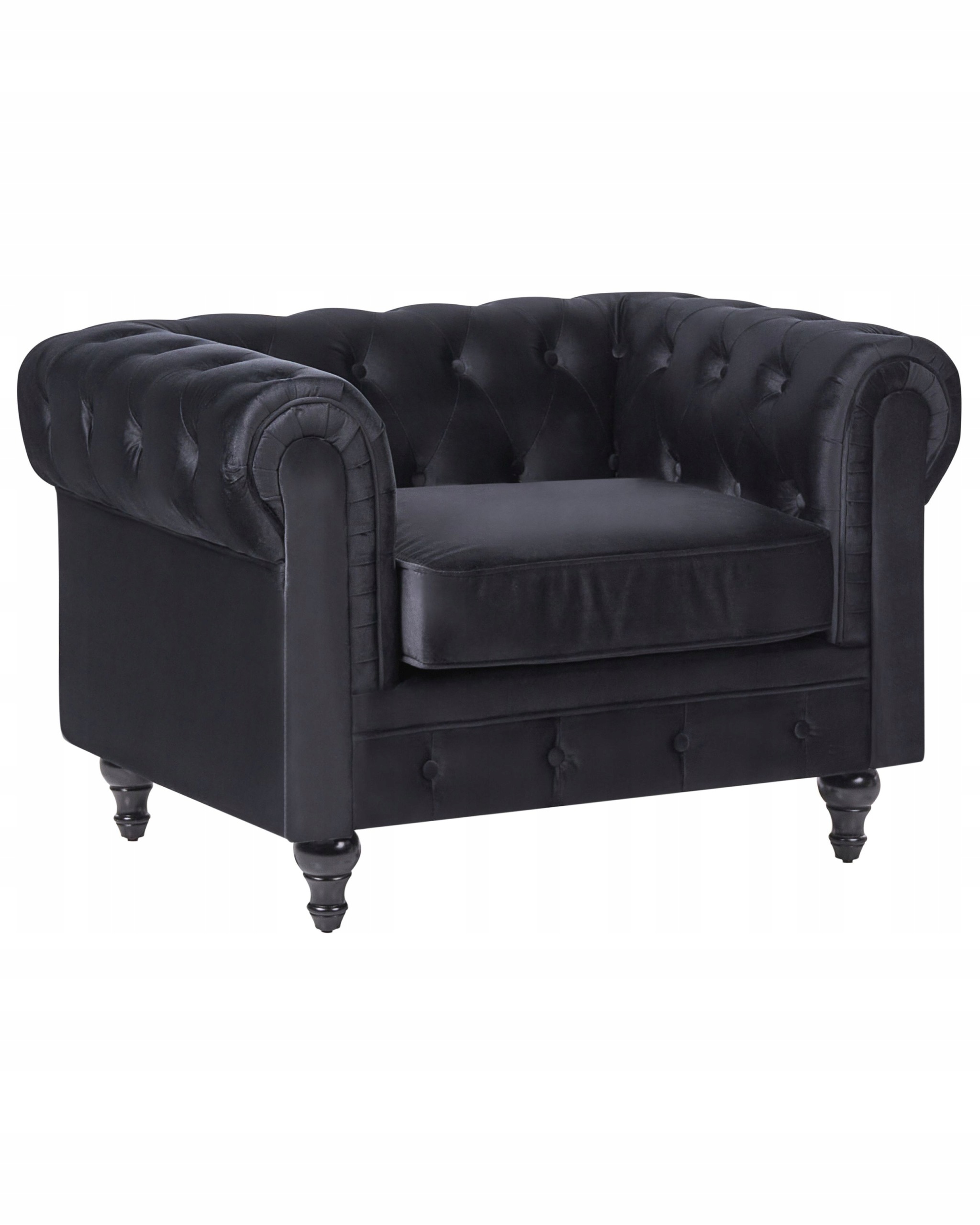 Fotel krzesło chesterfield welurowy czarny