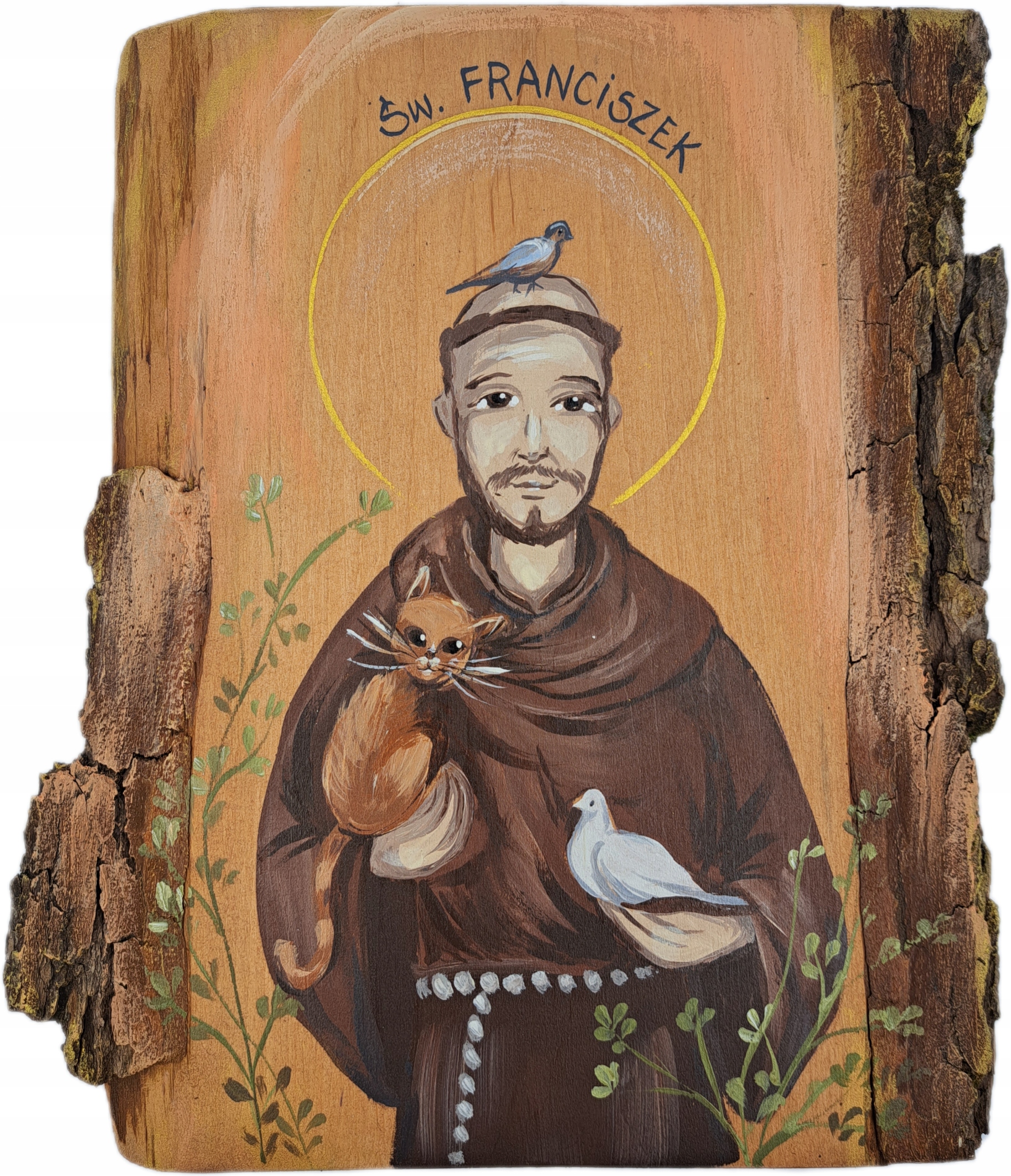 Ikona na masivním dřevě Svatý František Svaté Přijímání