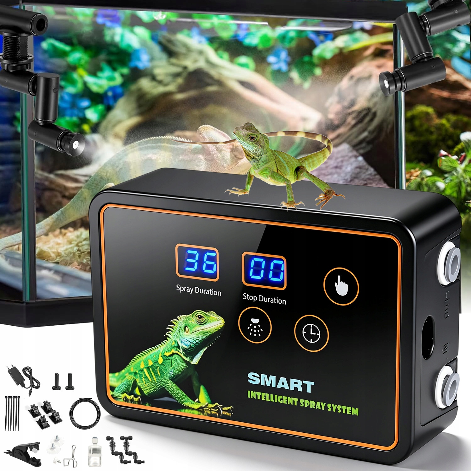 Inteligentny Nawilżacz Z 2 Dysze 360° Dla Terrariów I Zwierząt Z Timer
