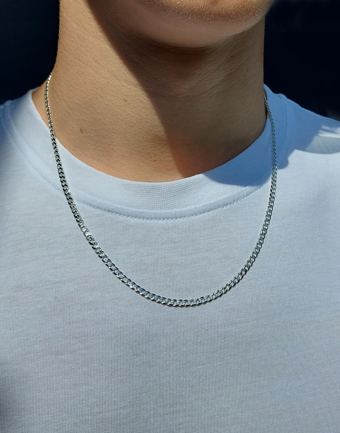 Řetěz stříbrný 925, pancr plochá 3 mm, délka 50 cm,
