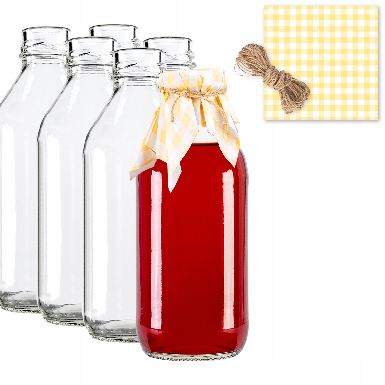 50 x Láhve Kubuś 330 ml Na Šťávy Likéry Víno Sirup Cidr Ubrousky Provázek