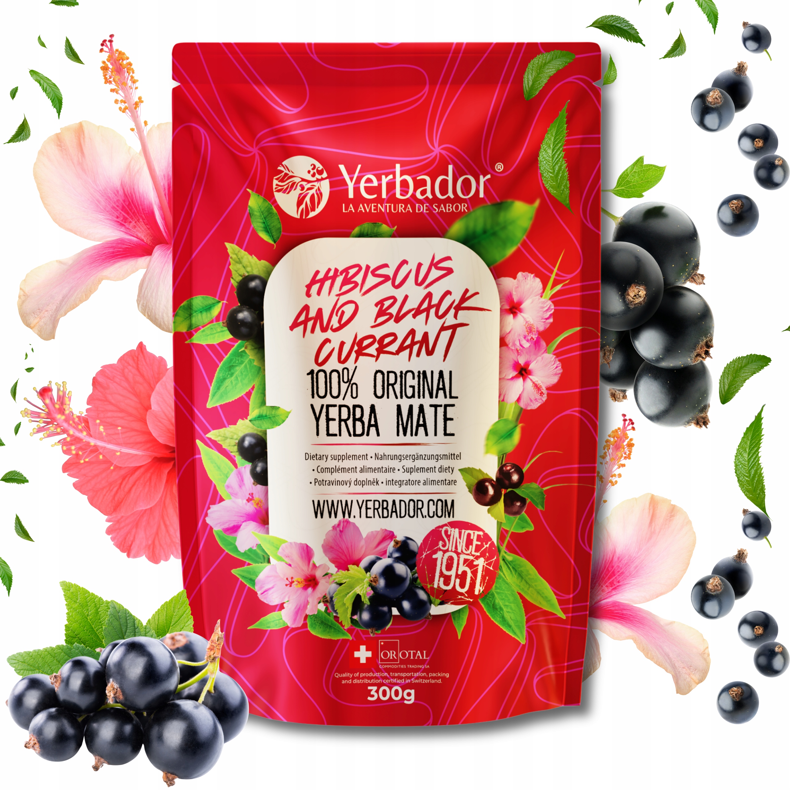 Levně Yerba Mate Yerbador Hibiscus Černý rybíz Přírodní osvěžení 300 g