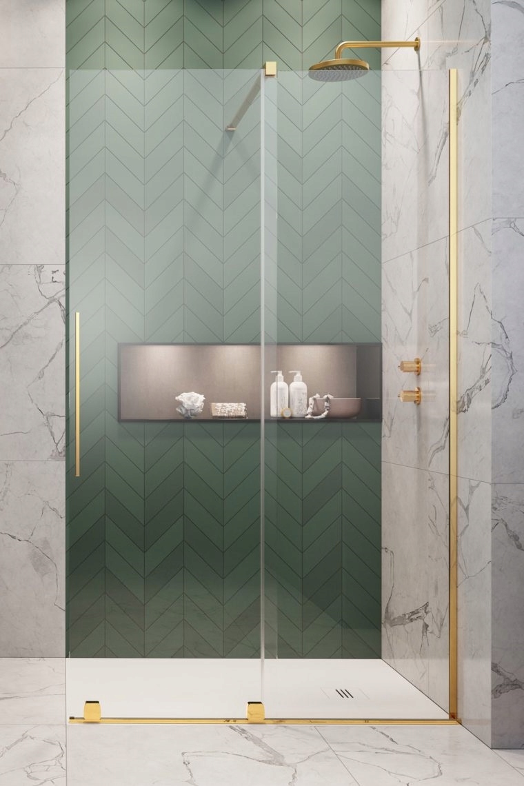 Kabina ścianka RADAWAY Furo Gold 140x200 PRAWA Mocowanie prawe