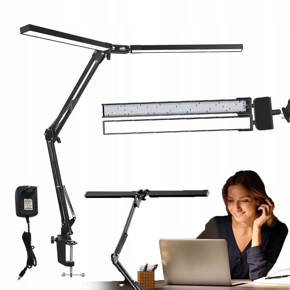 Led Stolní Lampa Dvojitá Školní Kreslicí 24W Pro Čtení