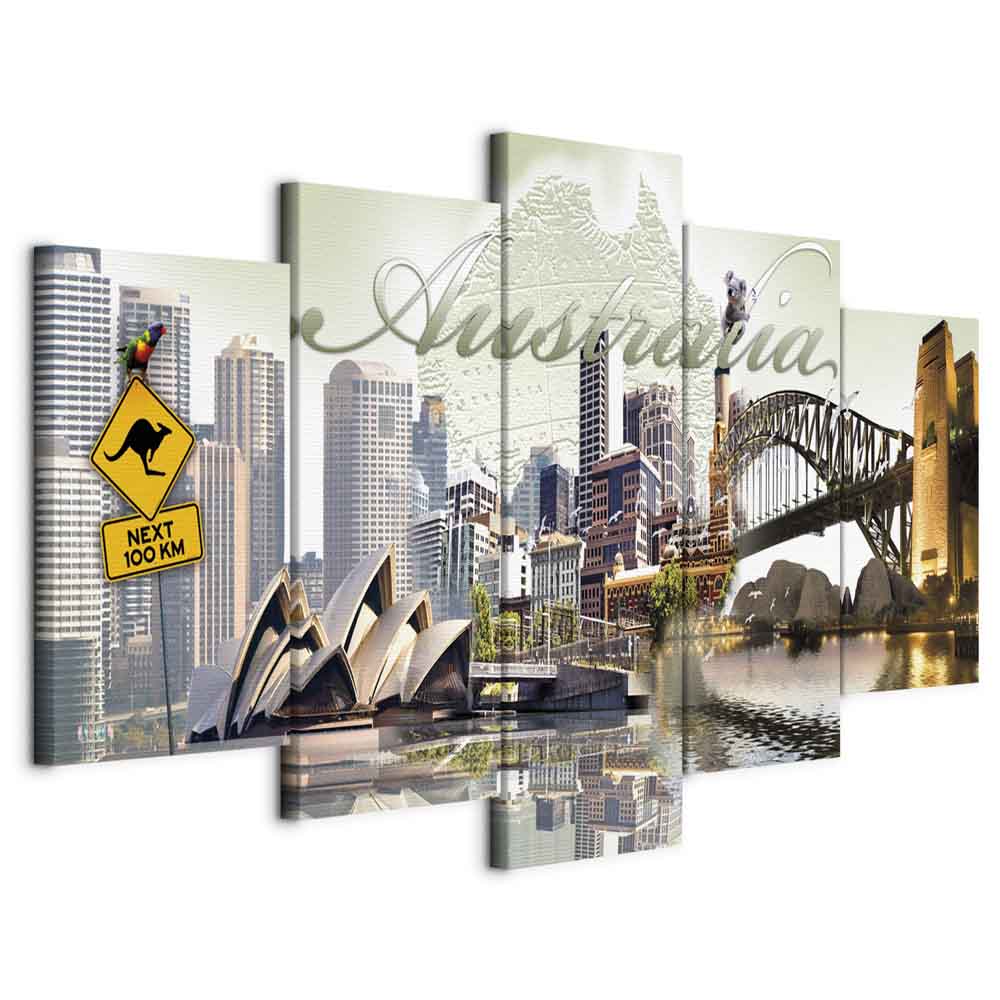 Obraz Triptyk 5 Částí Město Austrálie Sydney Cesta Do Obývacího Pokoje 3D 200x100