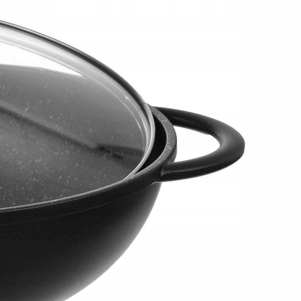 Głęboki WOK patelnia granitowa z pokrywką do smażenia ORION GRANDE 32 cm Średnica 32 cm