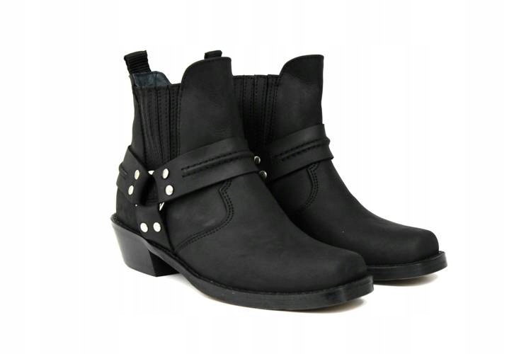 Buty skórzane kowbojki damskie Karelus czarne r.37