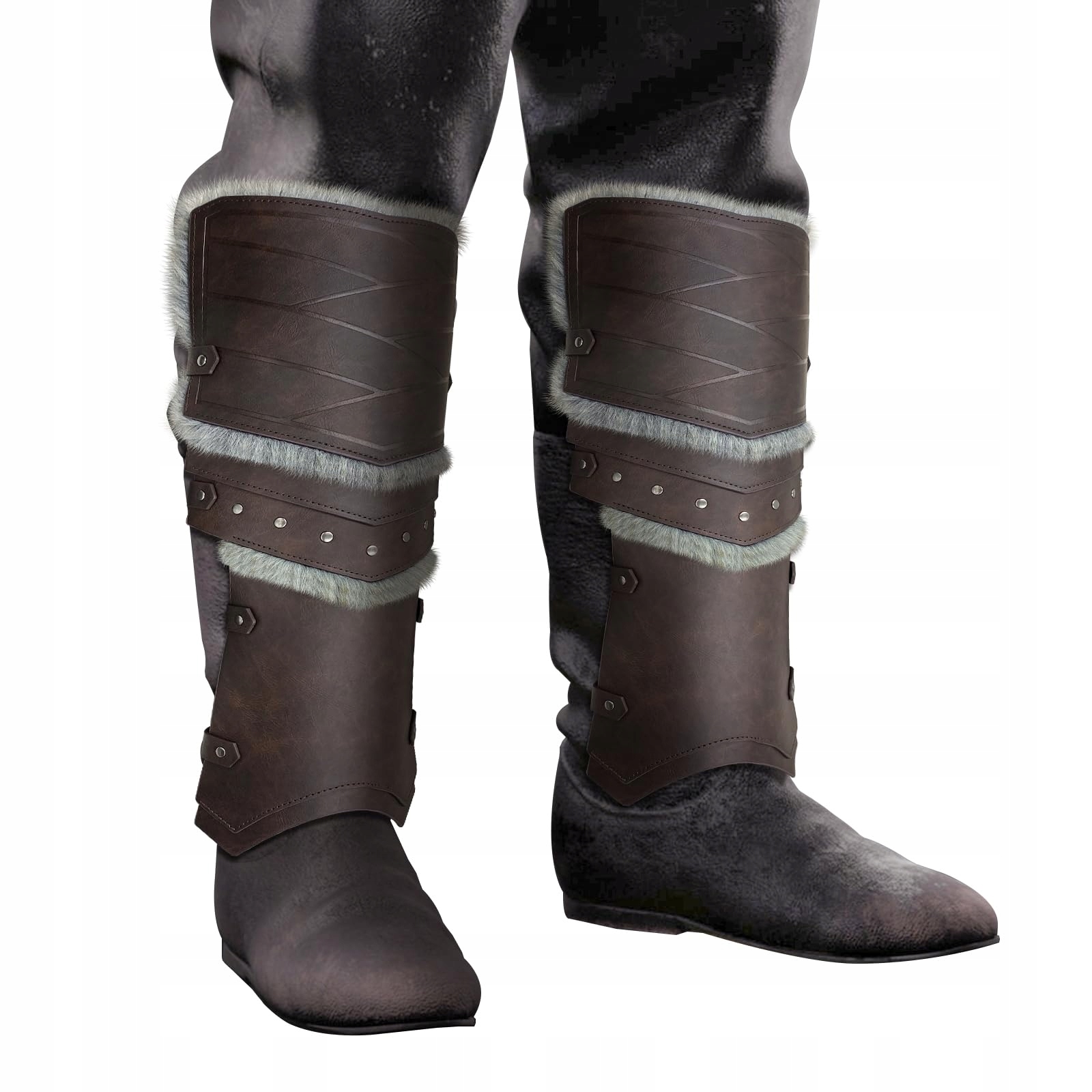 Chrániče na nohy holení Karvaše z umělé kůže pro cosplay Vikinga
