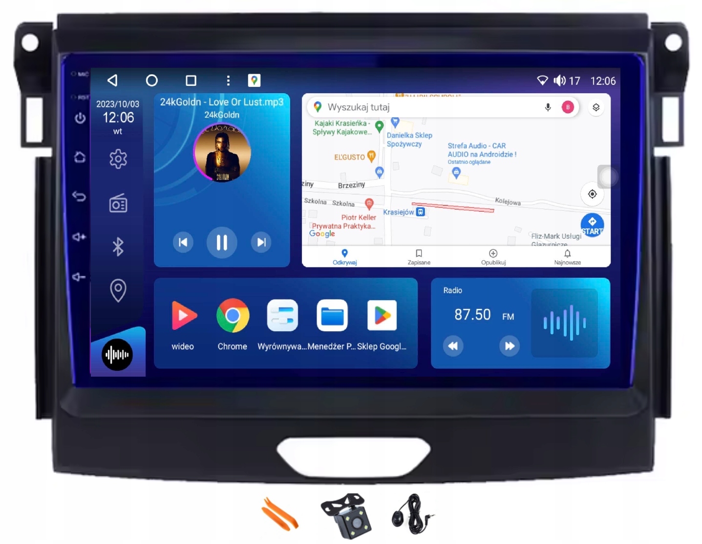 Radio Android Nawigacja Qled Carplay 128GB Lte Ford Ranger 5 V P703 15-22