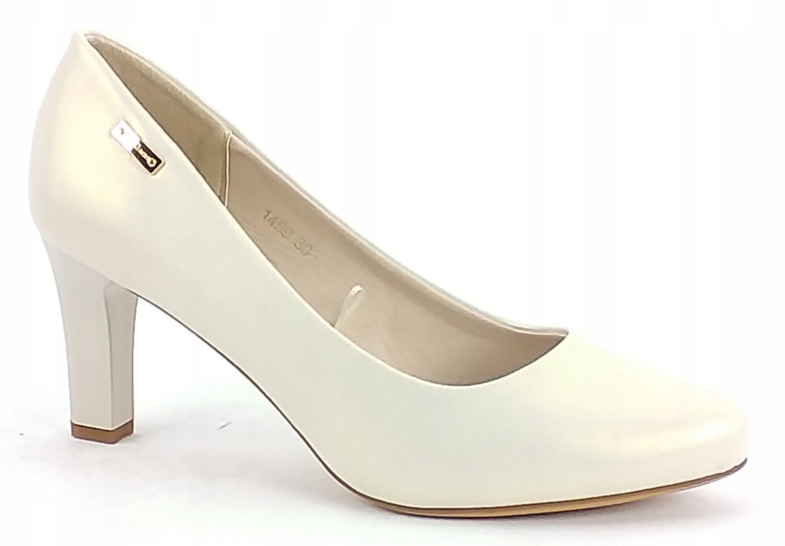 Czółenka Sergio Leone 1459 Damskie obuwie Półbuty Na Słupku perłowe beż 37