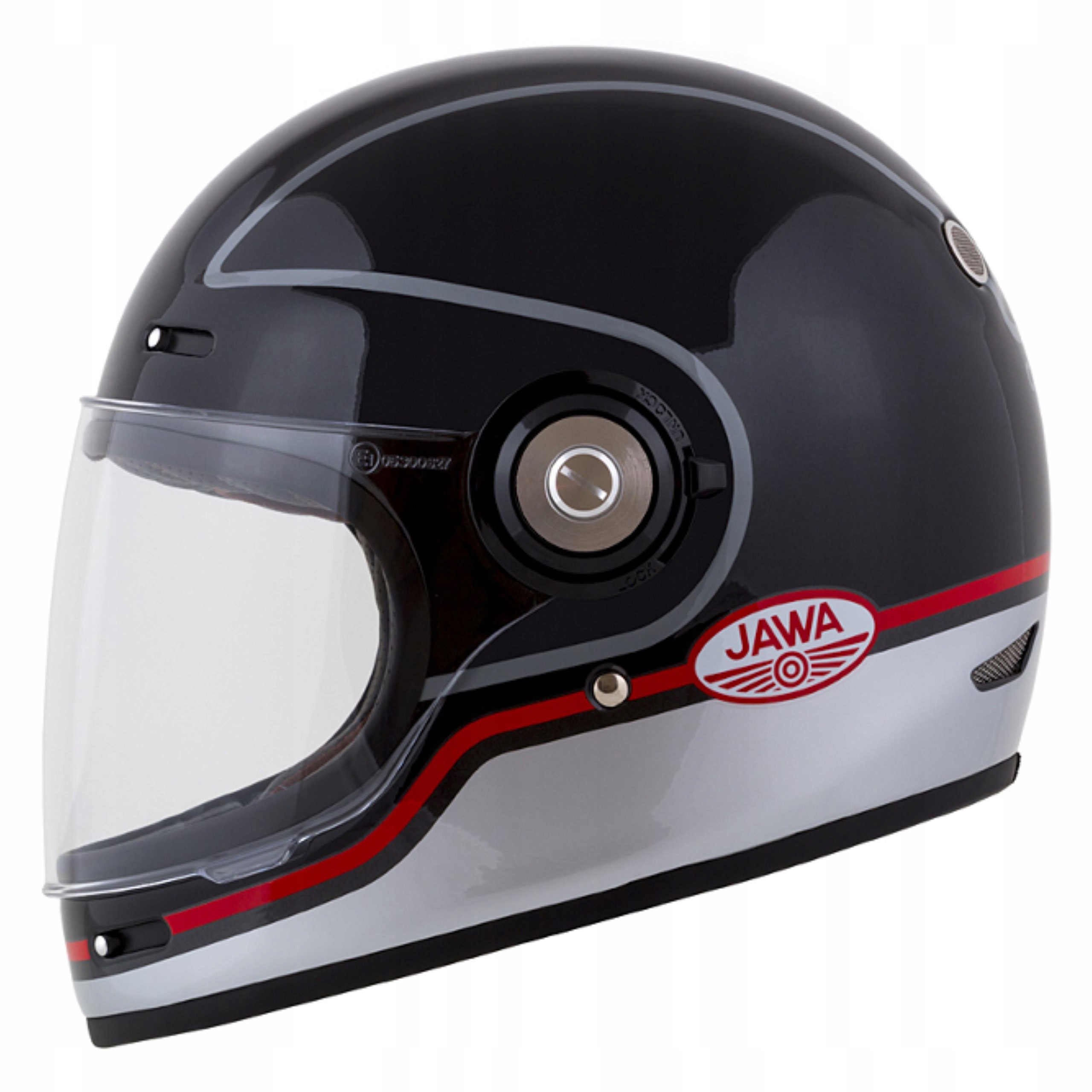 Prilba Fibre Jawa Sport (čierna/strieborná/červená, veľ. S)