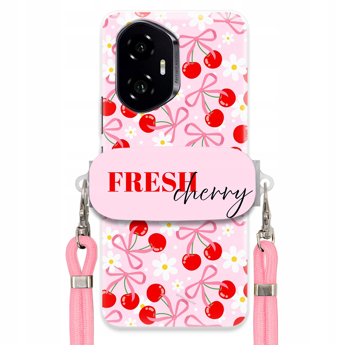 Puzdro pre Honor 300 Case Držiak šnúrok Ružový Fresh Cherry Čerešňové mašle