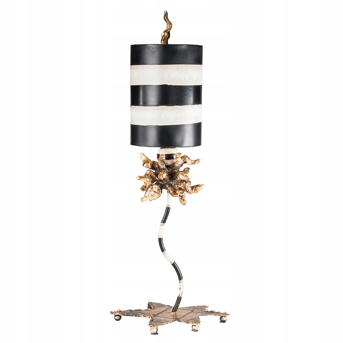 Stolová lampa Art Deco čierna krémová s pruhmi E27 60W Dominique Flambeau