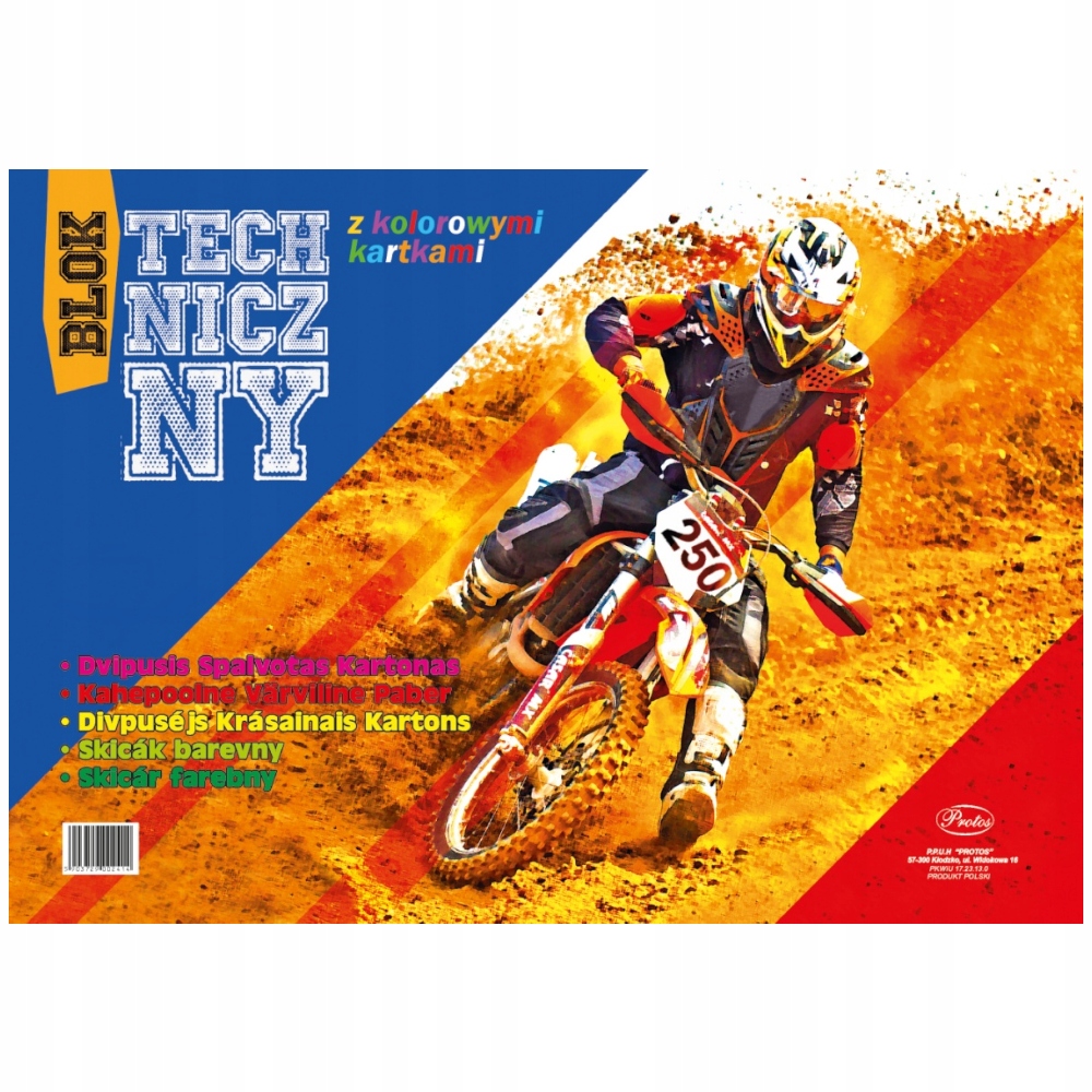 Blok techniczny kolorowy A3 szkolny 8 ark. Protos Marka Protos