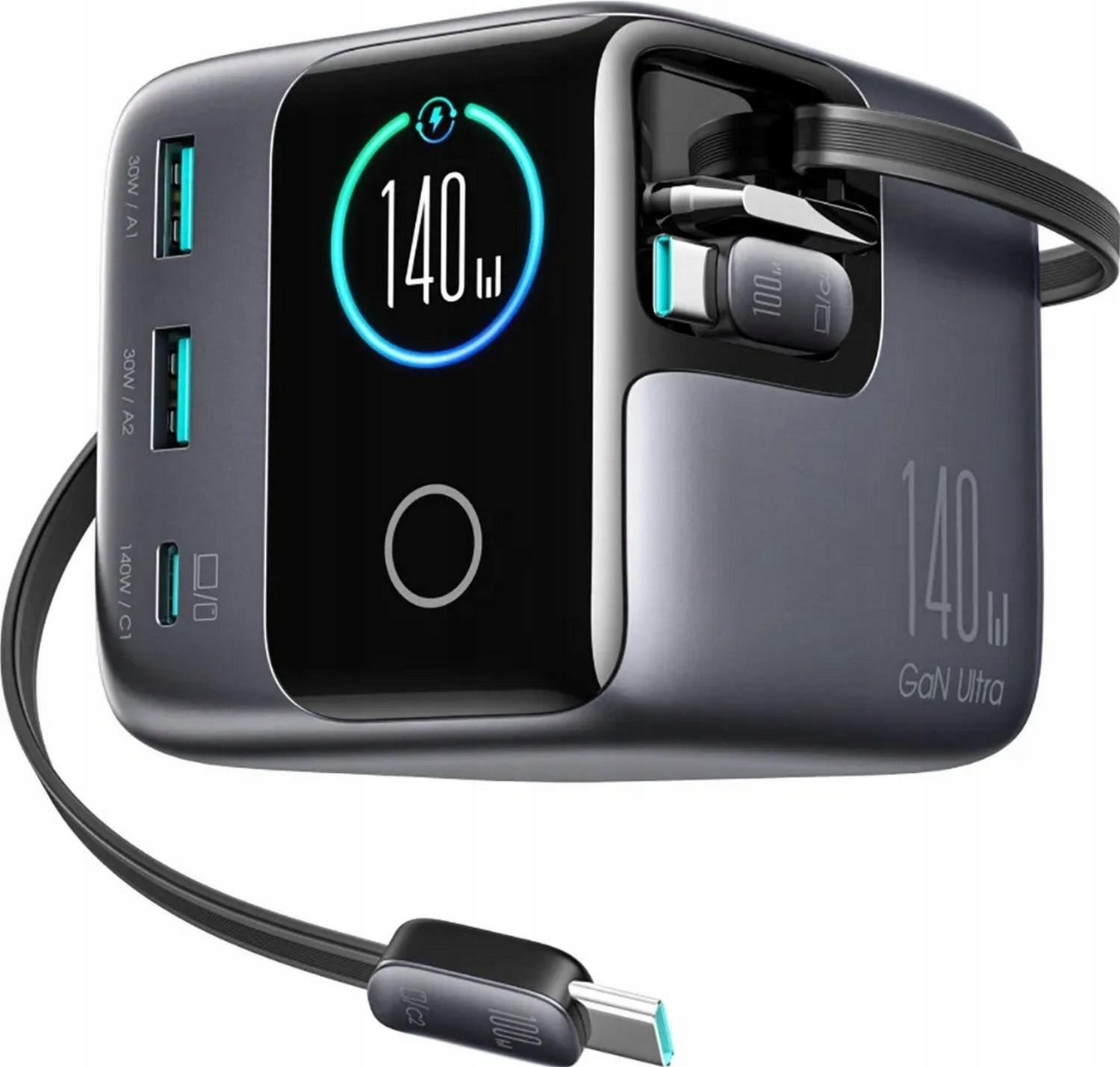 Joyroom Podix JR-TRD01 140W Gan Nabíjačka Stolová 1xUSB-C 2xUSB-A Šedá