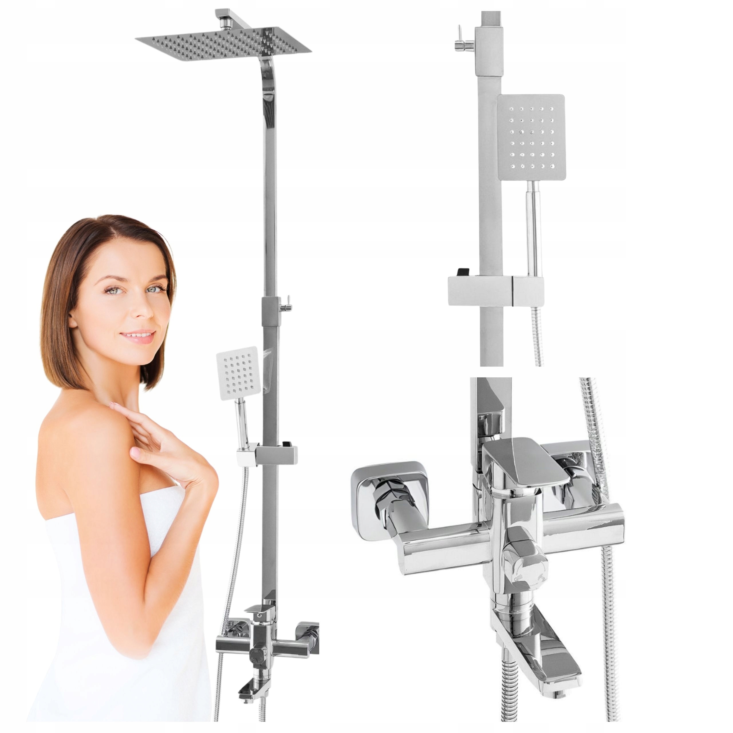 Sprchový Set S Nástěnnou Sprchou Cubo Chrom