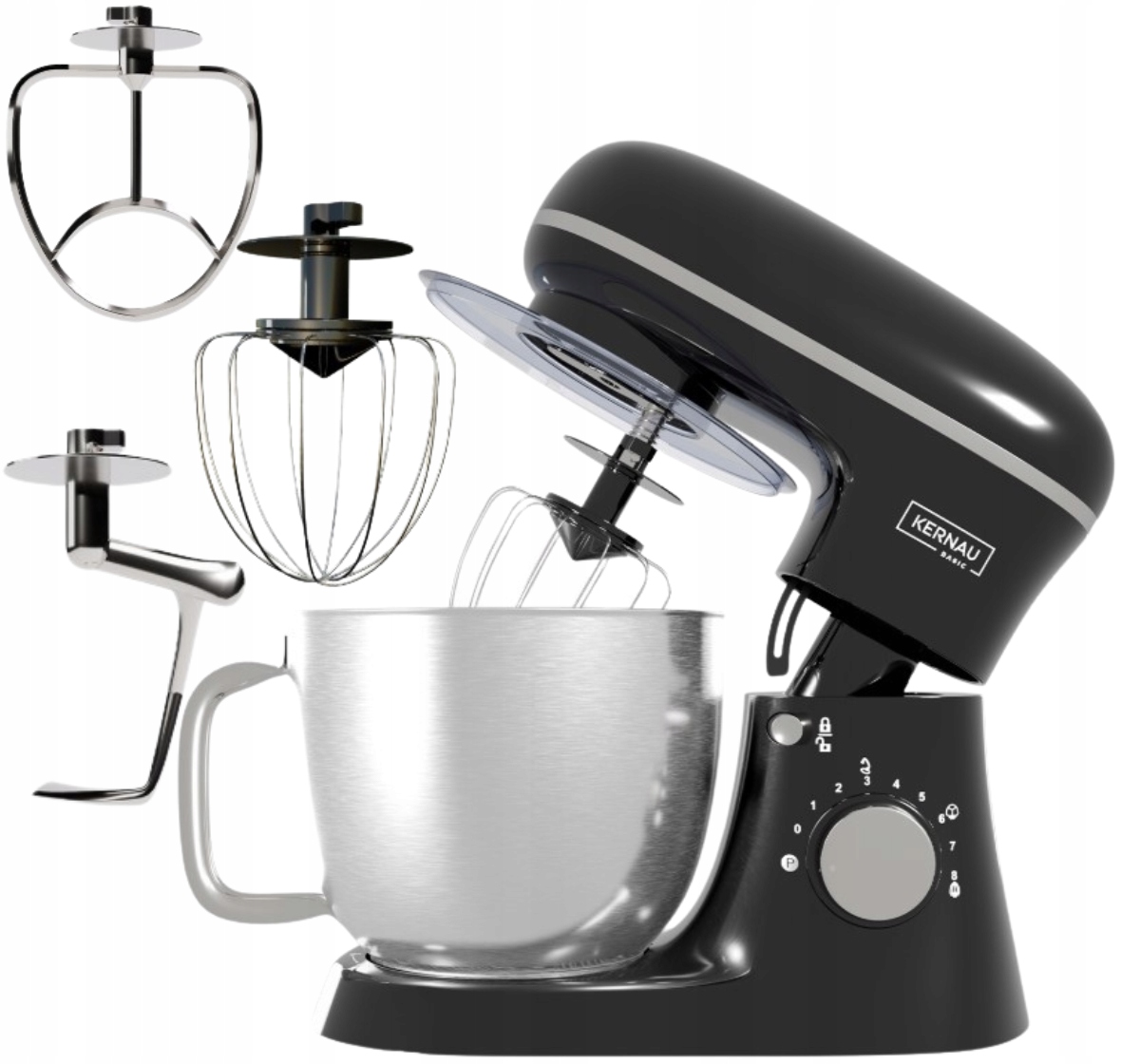 Robot Planetarny Kernau Kuchenny 1500W Mikser Z Misą Wielofunkcyjny Czarny