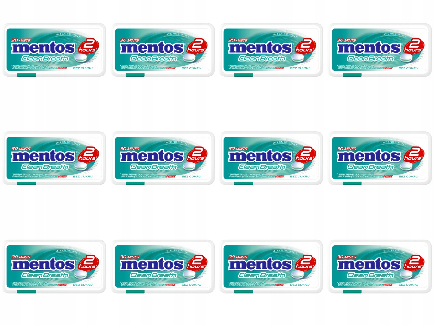12 x 21 g Mentos 2 Hours Clean Breath Intense Mint bonbóny Karton