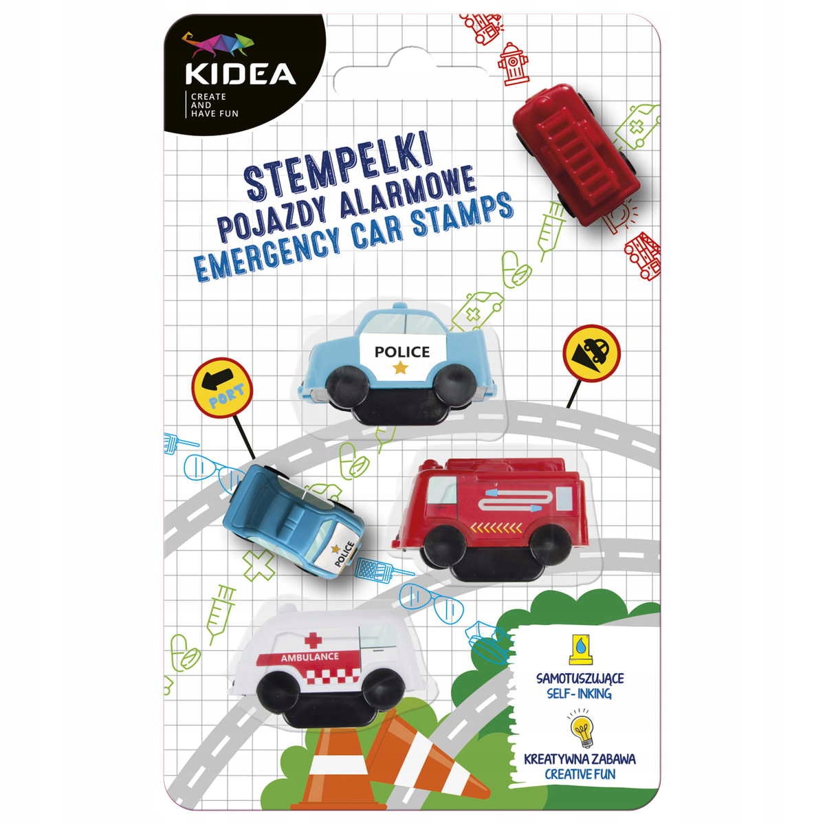 

Stempelki pojazdy alarmowe 3 szt. Kidea