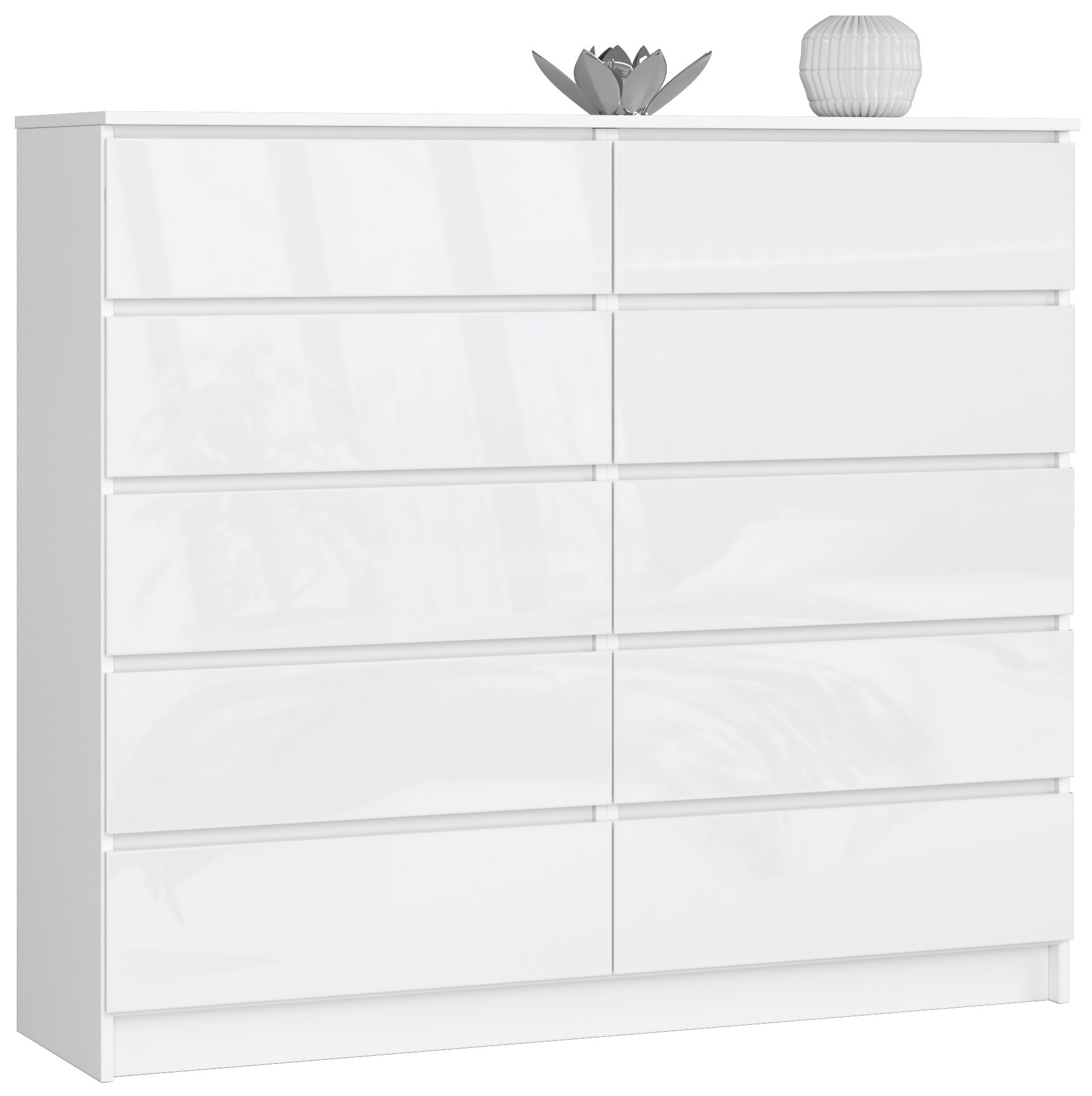 Komoda K140 10SZ Clp Pk Biela Lesklá Akd