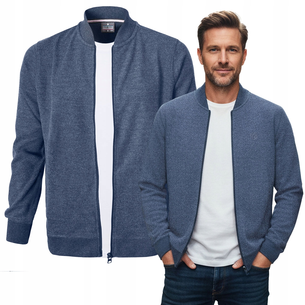 Bluza Męska Rozpinana bez Kaptura Niebieska Melanż 2XL Pako Jeans