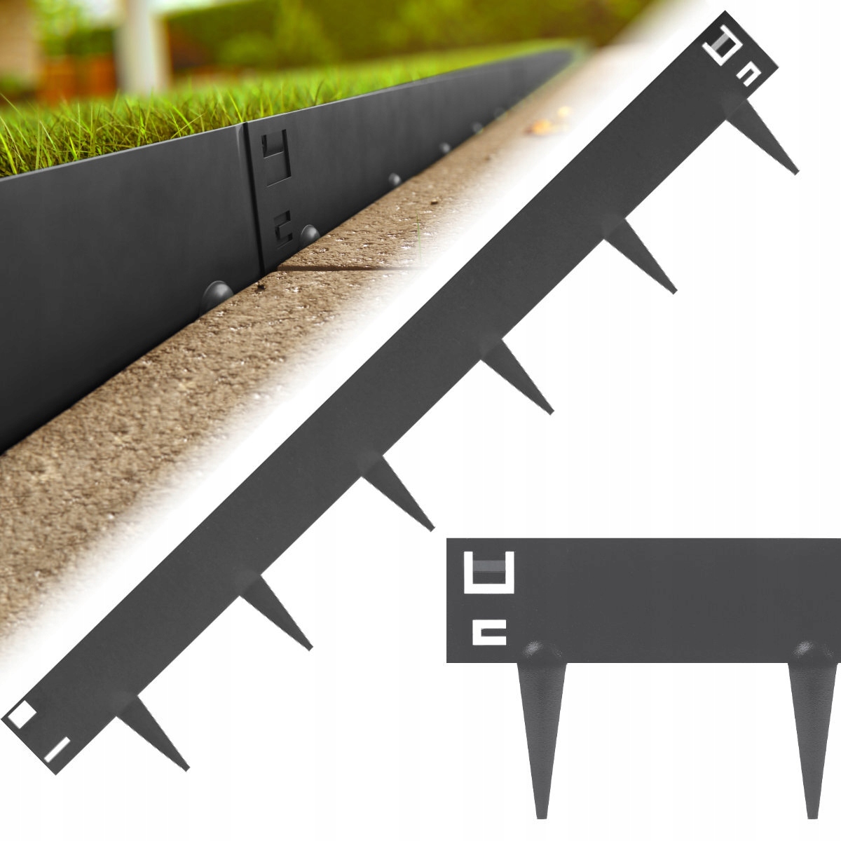 Obrzeże ogrodowe trawnikowe metalowe 15 x 100 cm blacha powlekana grafitowe