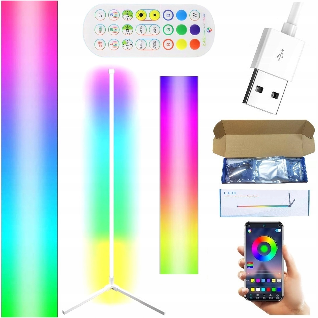 LAMPA STOJĄCA PODŁOGOWA NAROŻNIKOWA LED NAROŻNA 3D LAMPKA NOCNA DO SYPIALNI