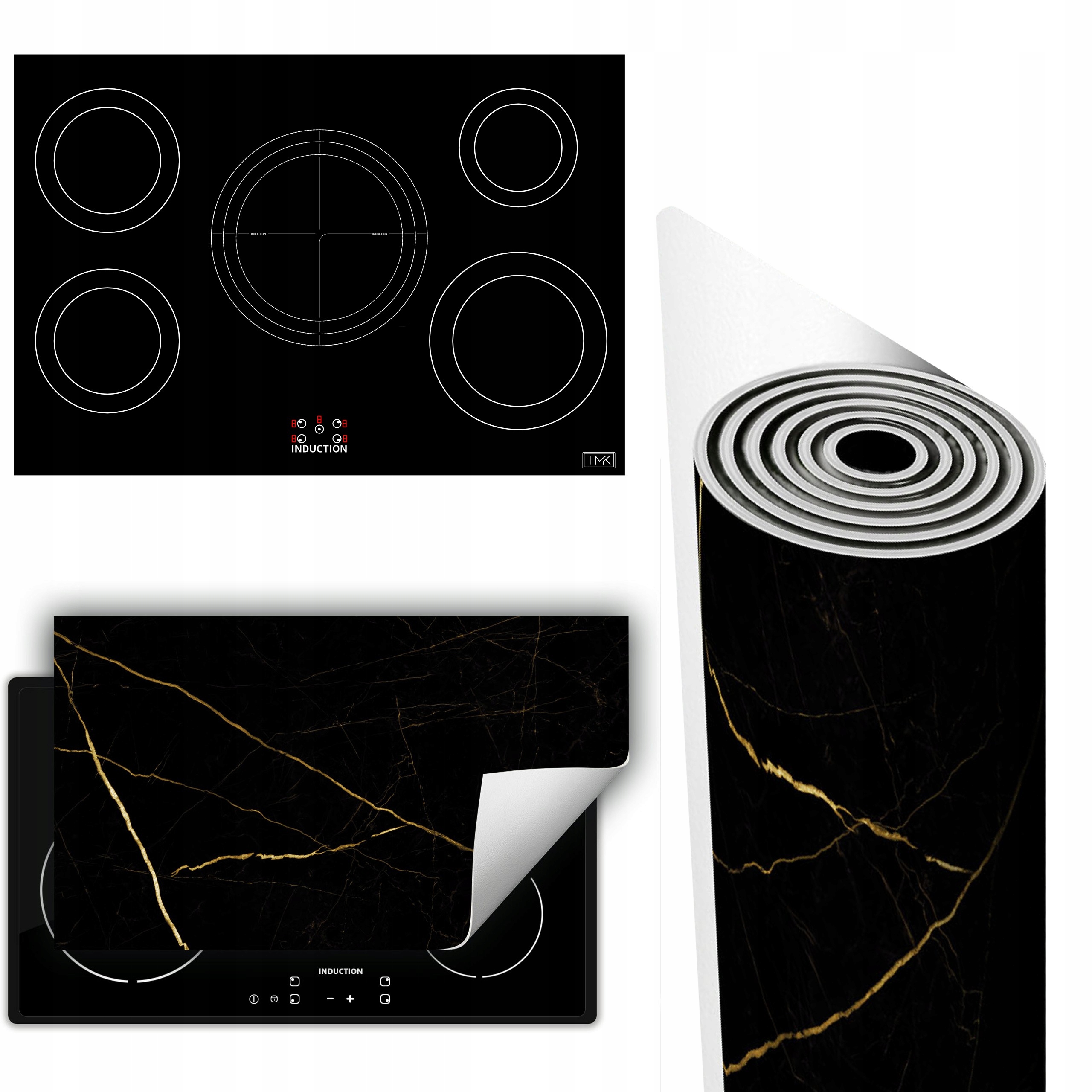 Vinylová Podložka Na Ochranu Stolního Sporáku 90x52 černá mramor