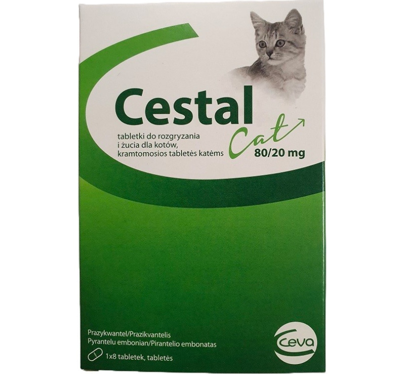 Cestal tabletki na pasożyty robaki skuteczne odrobaczenie kota 8 szt.